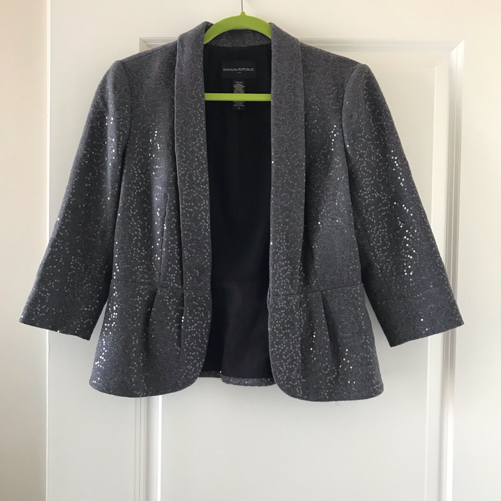 Banana Republic Gray Sequin Blazer